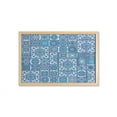 thumbnail image 1 of Floral Wall Art with Frame, Classic Ethnic Pattern of Mosaic Tile Like Geometric Squares Vintage Moroccan, Printed Fabric Poster for Bathroom Living Room, 35" x 23", Blue and Coconut, by Ambesonne, 1 of 2