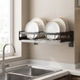 thumbnail image 2 of Aemutady Black Stainless Steel Over Sink Dish Drying Rack Wall Mount Shelf for Plates with Drain Tray, 2 of 6