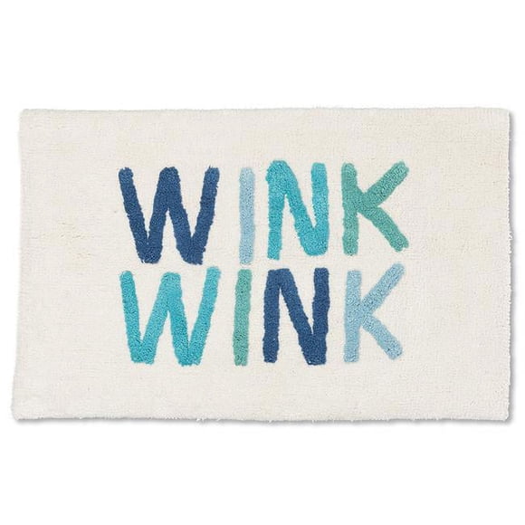 Mr. MJs AB-31-CHEEKY-426 20 x 32 in. Wink Wink Tufted Bathmat, Ivory & Blue - Cotton