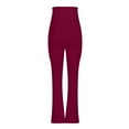 thumbnail image 7 of 2 Piece Flare Pants Set for Women Going Out Off Shoulder Top and Bell Bottom Leggings Slim Fit Sports Yoga Outfits (X-Large, Wine|Short-sleeve), 7 of 7