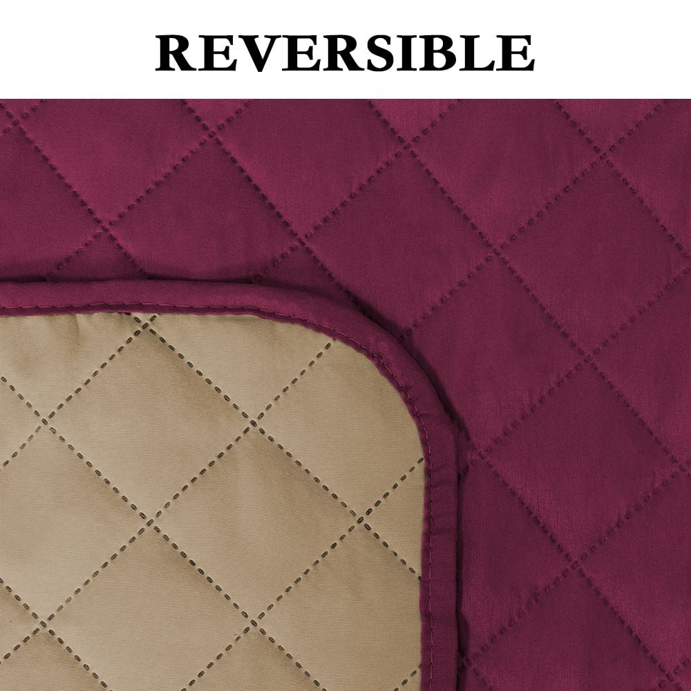 PrimeBeau Sofa Slipcover for Dogs Pets&Kids, Durable Pet Cover for Sofa with Elastic Strap(91" x 84", Burgundy/Tan)