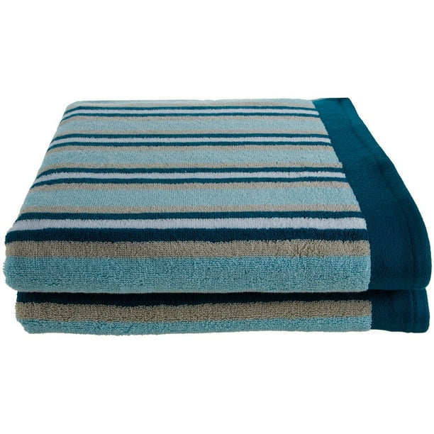Stripes 100 Combed Cotton 2Piece Bath Sheet Towels Sea Foam Walmart