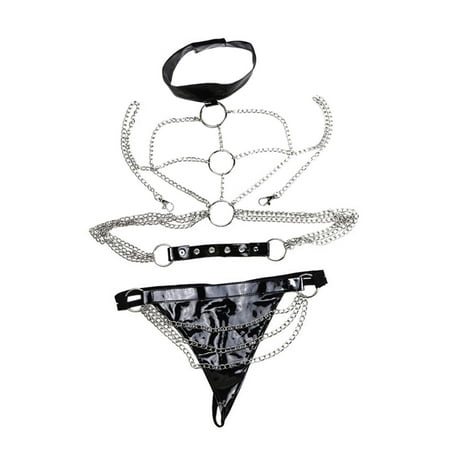 

GWAABD Honey Moon Essentials Super Stage Women Appeal The Performance Underwear Flirts Leather Garment Belt Halter