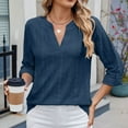thumbnail image 2 of Afdoent Womens Blouses Dressy Casual Blouse Roll Up 3/4 Sleeve V Neck Spring Tops Trendy Business Work Shirts Shirts Casual Vacation Clothes, 2 of 9
