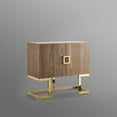 thumbnail image 6 of Salim Walnut Gold Accent Cabinet - 2 Doors 2 Adjustable Shelves 4 Compartments, Walnut Veneer Finish, Polished Stainless Steel Base, 6 of 10
