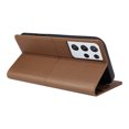 thumbnail image 5 of For Samsung Galaxy S21 Ultra Flip Wallet Case,[RFID Blocking]PU Leather Magnetic Folio Cover,With Card Slots,Flip Folding Kickstand,Shockproof TPU Anti-fall Rugged Phone Case Cover,Brown, 5 of 9