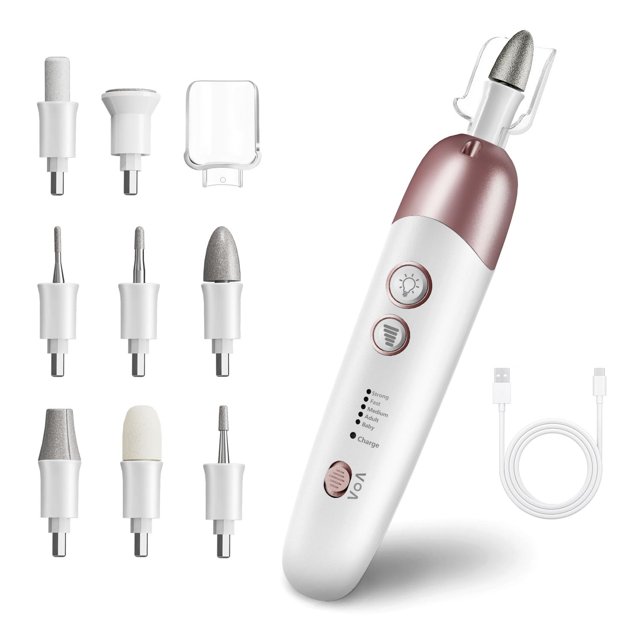 Juego de limas de uñas eléctricas inalámbricas 7d24hcare de 5 velocidades con funda