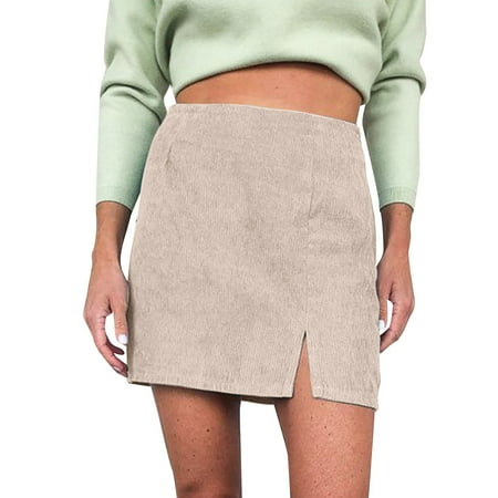 

Pianpianzi Mint Ruffle Crib Skirt Women Casual Skirt Table Skirt with Adhesive Women s Short Skirt Solid High Waist Corduroy Skirt Split A Line Skirt