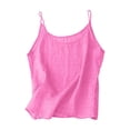 thumbnail image 6 of Girls 2 Piece Cotton Linen Outfit 3-14 Years Adjustable Spaghetti Strap Top and Wide Leg Pants with Pockets Summer Casual Set for Kids Hot Pink 130(130), 6 of 7