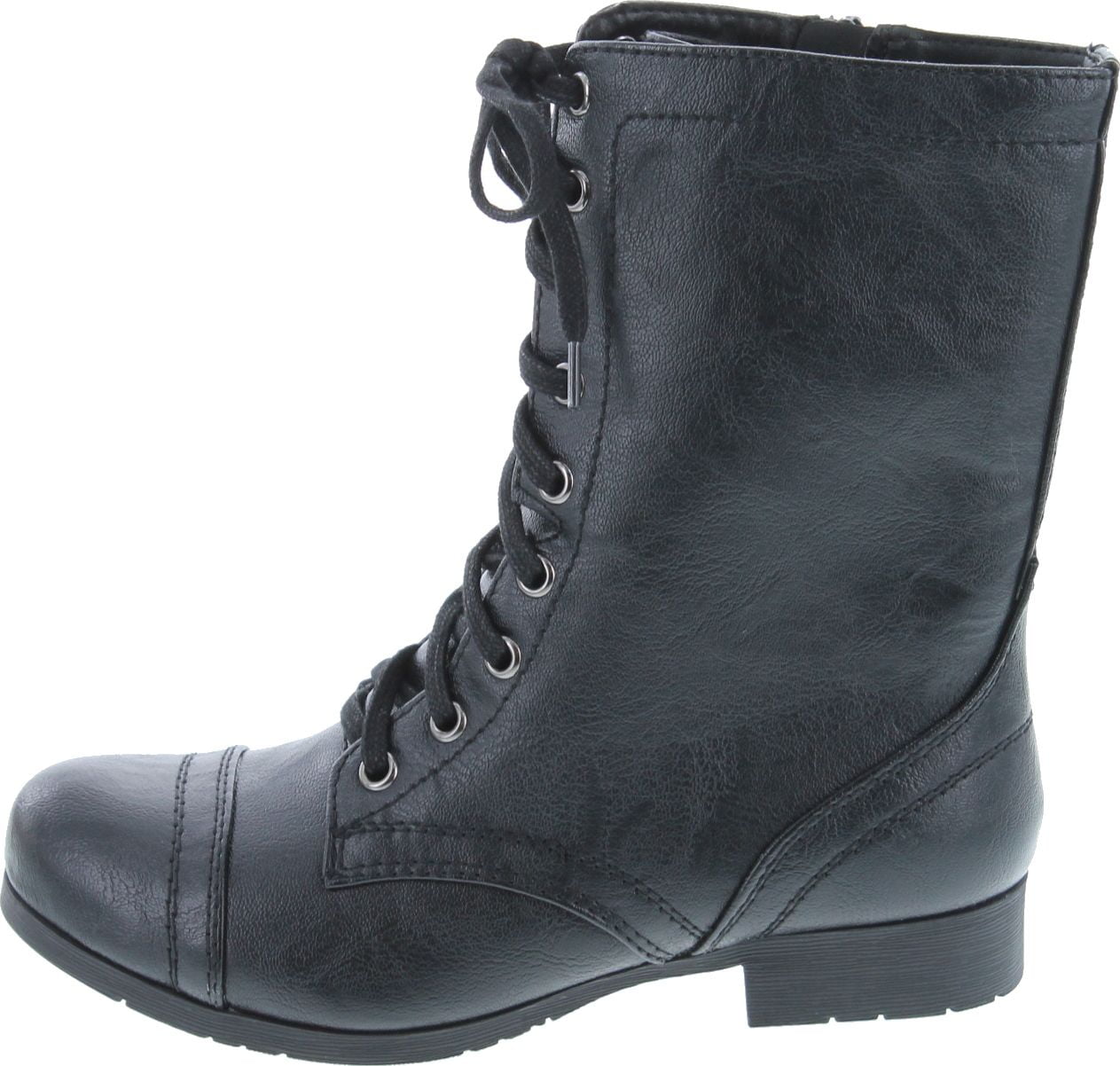 SODA WOMEN'S RELAX-S MILITARY COMBAT LACE UP BOOTS COLOR BLACK PU 