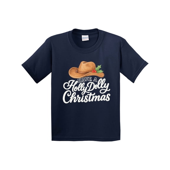 Inktastic Holly Dolly Christmas Cowboy Hat Festive Youth T-Shirt
