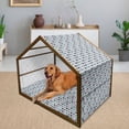 thumbnail image 2 of Geometric Pet House, Retro Retro Style Vintage Traditional Polka Dots with Grunge Texture Image, Outdoor & Indoor Portable Dog Kennel with Pillow and Cover, 5 Sizes, Multicolor, by Ambesonne, 2 of 4