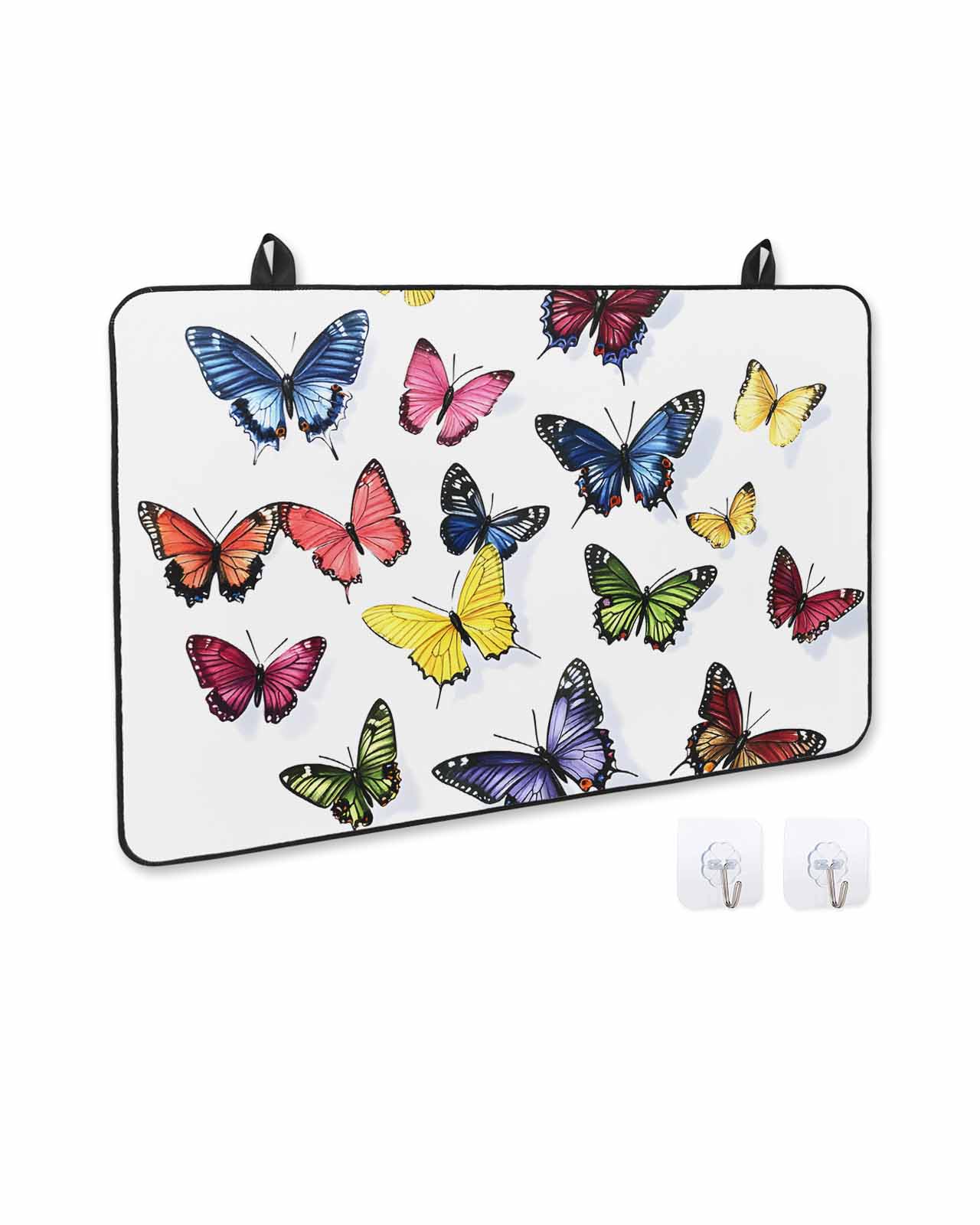 nqOlkjepod Large Induction Cooktop Protector Mat 28.5"x20.5", Butterfly Print Stove Top Covers for Electric Stove, Modern Colorful Animals Decorative Stove Burner Cover Mats, Glass Top Stove Cover