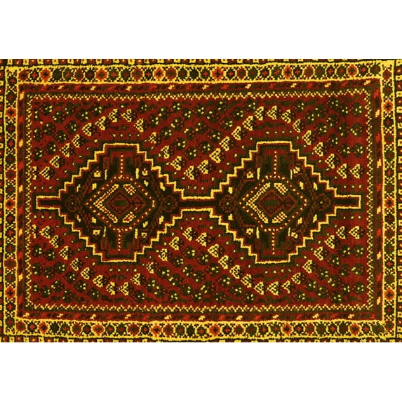 Ahgly Company Indoor Rectangle Persian Yellow Traditional Area Rugs, 5' x 8'