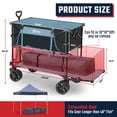 thumbnail image 5 of 400L Large Capacity Folding Double Decker Wagon with Brakes, 50" Extra Long Extender Cart, 500lbs Heavy Duty Collapsible Wagons, All-Terrain Big Wheels for Camping, Sports, Shopping. Blue, 5 of 8