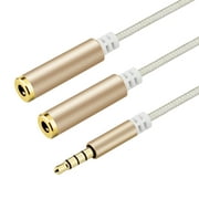 3.5mm Braided Audio Stereo Headphone Splitter Extension Cable for Gaming Headset MP3 Player Mobile Phone Computer Golden