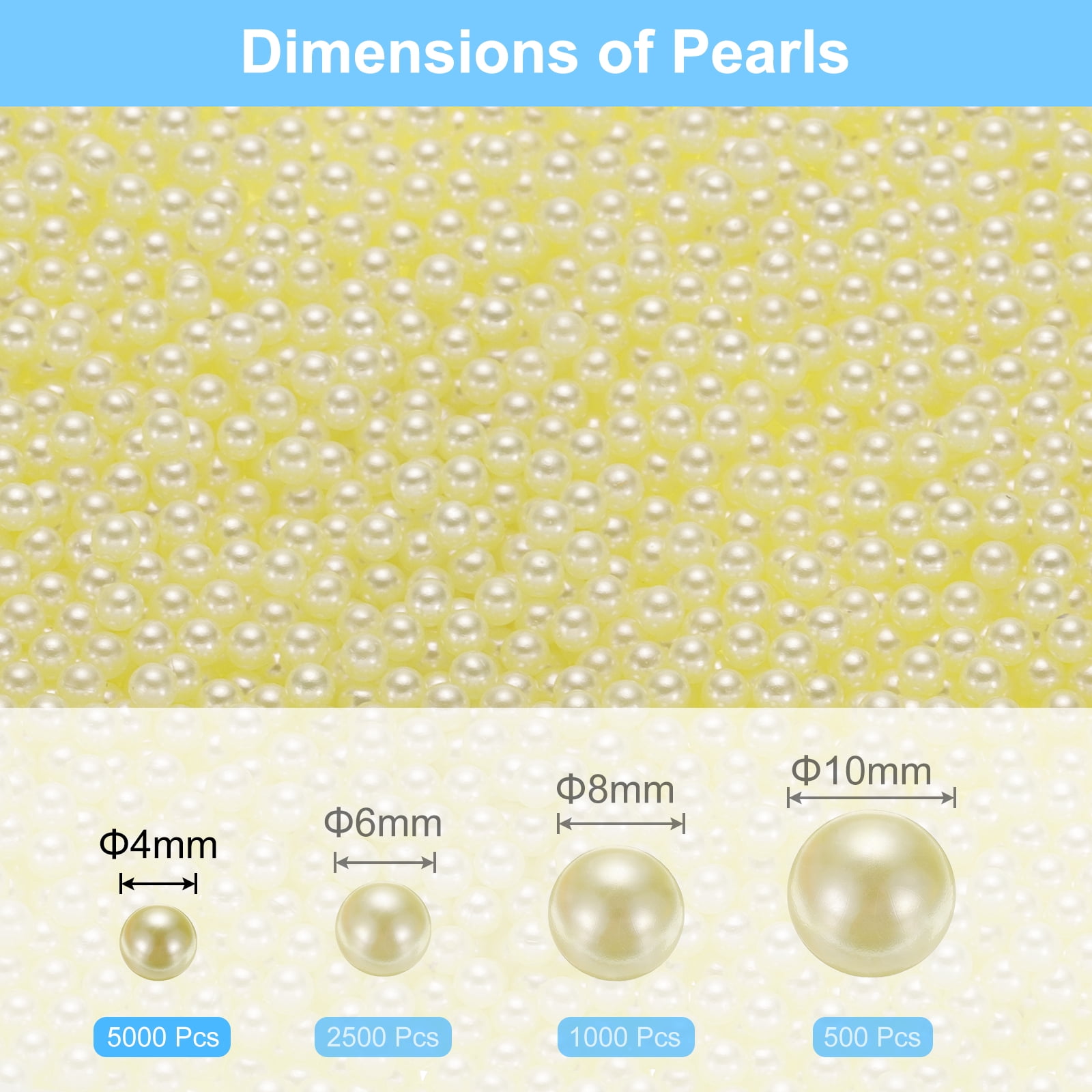 Unique Bargains Faux Pearl for Crafting No Hole Pearls for Vase Fillers Yellow