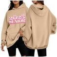 thumbnail image 2 of Mode Décontractée pour Femmes à Manches Longues 2025 Sweat à Capuche Imprimé Chiffres Tunique Française Grande Taille Robe Décontractée Haut Décontracté Sweat à Capuche à Fermeture à Glissière pour Femmes Hiver, 2 of 3