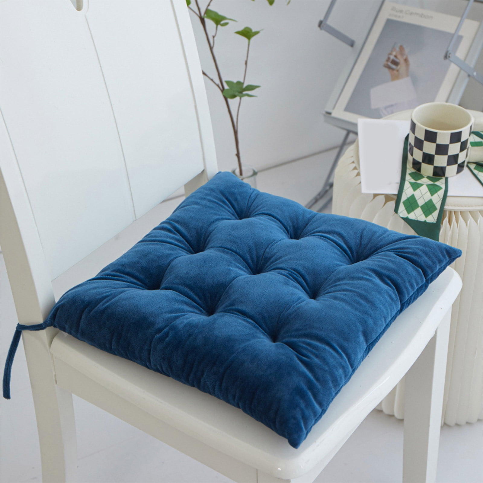 Blue velvet seat cushion hotsell