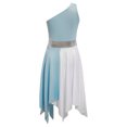 thumbnail image 4 of Zaldita Kids Girls Sleeveless Ballet Praise Lyrical Dance Dress Metallic Color Block Liturgical Worship Costume Dancewear Light Blue 16, 4 of 7