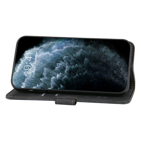 Allytech Apple iPhone 12 Pro Max Case, Flip Magnetic Wallet Outside Pocket Card Holder Kickstand Cash Slot Folio PU Leather & Soft inner TPU Cover For iPhone 12 Pro Max,
Black