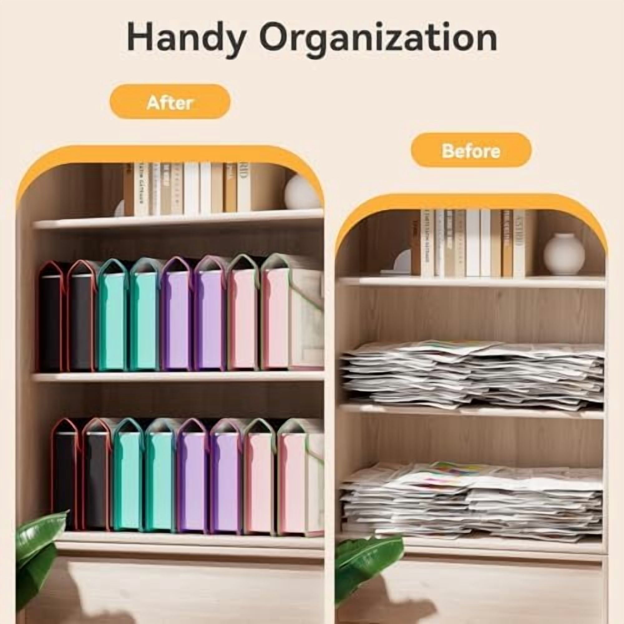 8 Pack File Folder, Large Capacity Folders for Documents, Document Folder with Snap Closure, Color-Bordered Expanding File Folders, Folder Organizer Fit Letter/A4 Size - Clear Black
