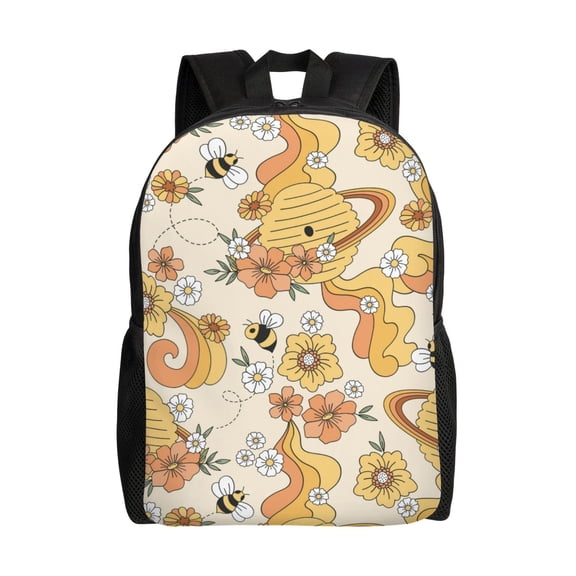 Honeii Groovy Floral Print Laptop Backpack for Work, College, Travel, Daily Backpacks for Men Women, Sport Rucksack,Computer Bag