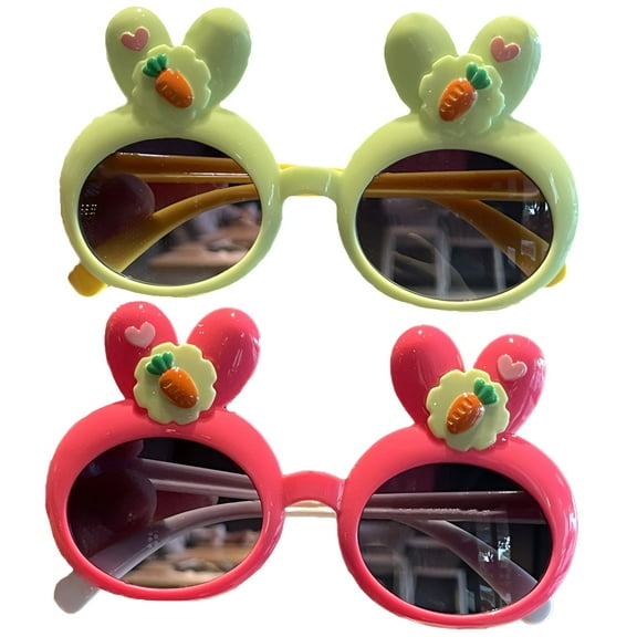GJX 2Pcs Baby Sunglasses,Little Bunny Bowknot Shape Toddler Sunglasses Age 2-4,Uv Protection Function Infant Sunglasses,Style1