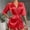 Red, variant on FAZVAOO Silk Robes Women Lace Satin Short Robe Loungewear with Belt Size 8