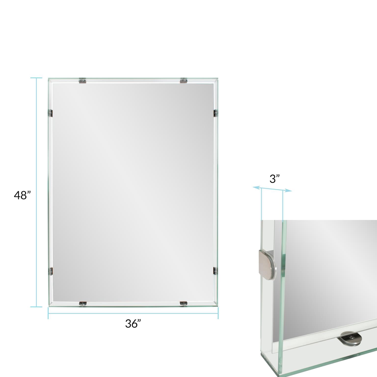 Vivaldo Floating Vanity Mirror with Clear Glass Box Frame