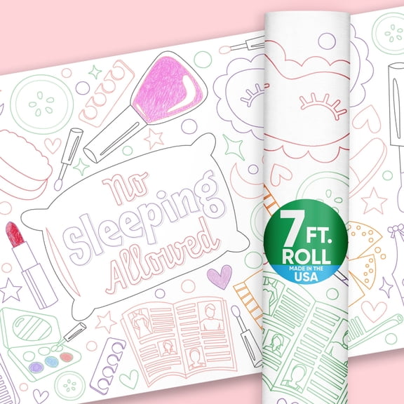 Big Dot of Happiness Pajama Slumber Party Coloring Table Runner, 7ft Long Girls Sleepover Birthday Party Craft & Activity Table Runner for Kids & Tweens, Giant Coloring Page - 1 Roll