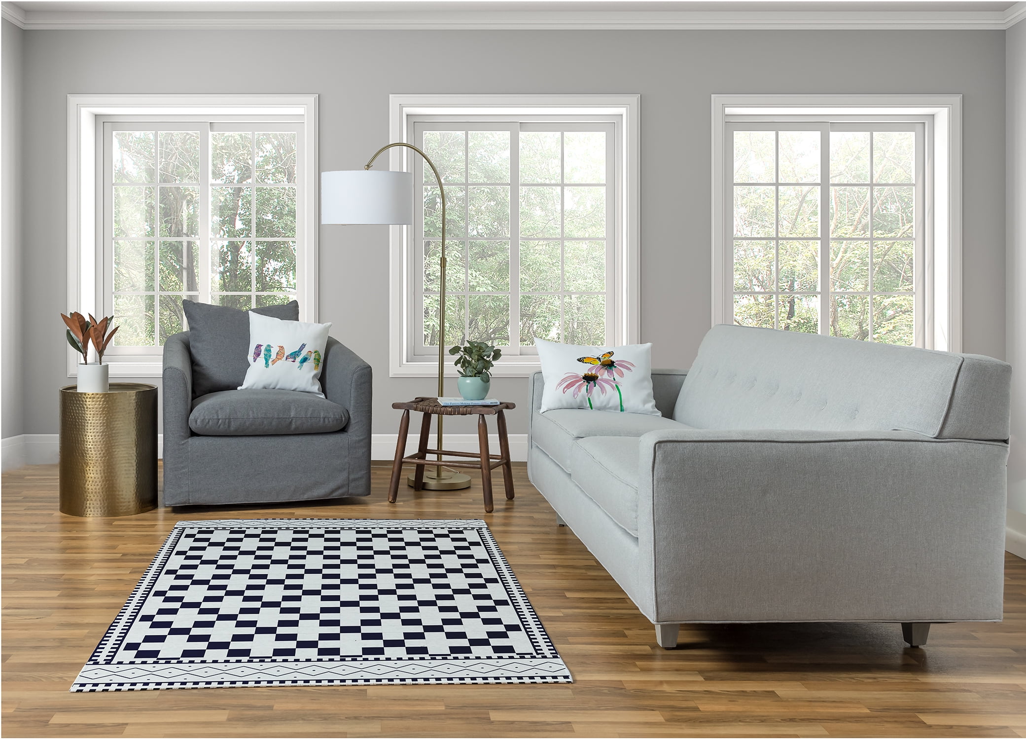 Simply Daisy 3' x 5' Spring Navy Cross and Squares Rug