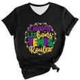 thumbnail image 2 of BOOMILK Mardi Gras Shirts for Women Casual Letter Graphic Tees V Neck Short Sleeve T-shirt Gift Summer Tops Plus Size, 2 of 5