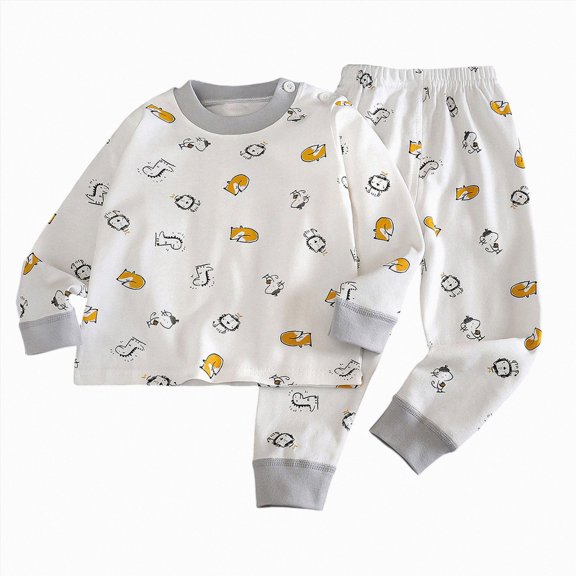 masbird Toddler and Little Girls Boys 2-Piece Cotton Pajamas Long Sleeve Fall Winter PJ Set Kid Sleepwear 6-12 Months 12-24 Months 2t 3t 4t 5t 6t 7t 8t 9t(Grey,3-4 Y)