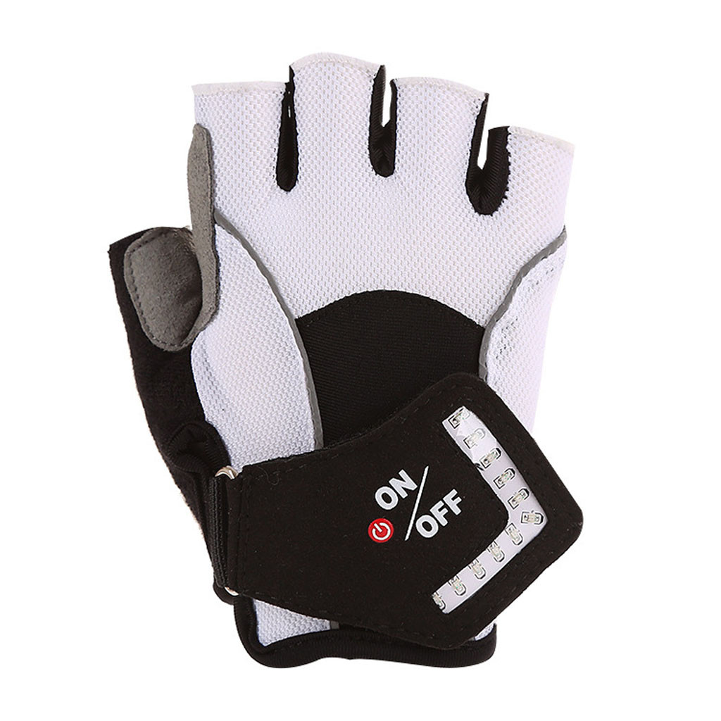 Mountain Bike Gloves with LED Turn Signal Lights, Half Finger Outdoor