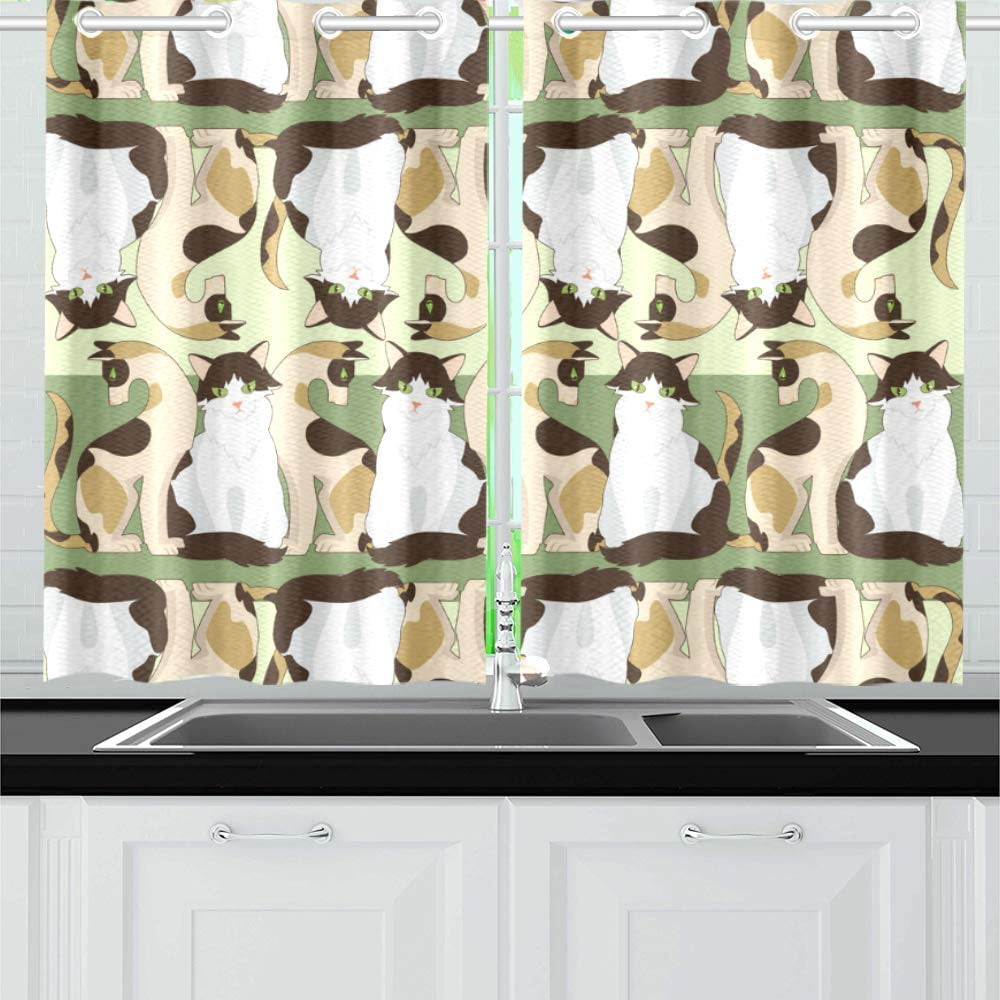 MKHERT Cute Cats Window Curtains Kitchen Curtain Room ...