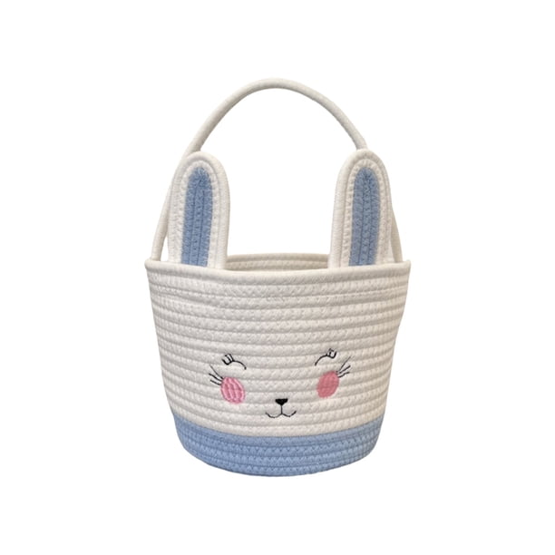 Cesta de Manta Sala de Estar Cesta de Almacenamiento Tejida con Manija para Juguetes Mantas Hilo Cesta de Ratán para Dormitorio Actividades de Pascua Decoración Del Hogar Sala de Estar