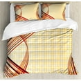 thumbnail image 1 of Modern Duvet Cover Set Queen Size, Abstract Curvy Swirled Stripes on Dotted Background Interlace Halftoned Art Design, Decorative 3 Piece Bedding Set with 2 Pillow Shams, Multicolor, by Ambesonne, 1 of 3