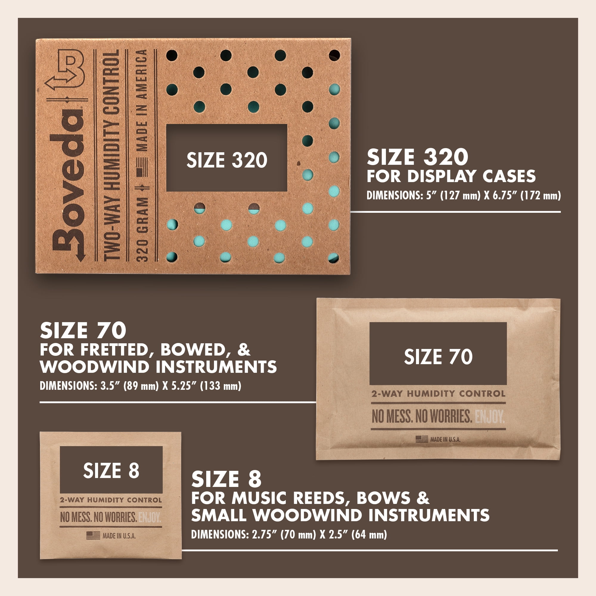 Boveda Music Large Starter Kit – (3) 49% RH for Guitars & Wooden Instruments – Humidity Control