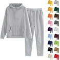 thumbnail image 2 of Kids Sweatsuit Girls Boys 2 Piece Tracksuit Outfits Long Sleeve Hooded Sweatshirt and Jogger Sweatpants Clothing Sets,Light Gray 3-4 Years, 2 of 3