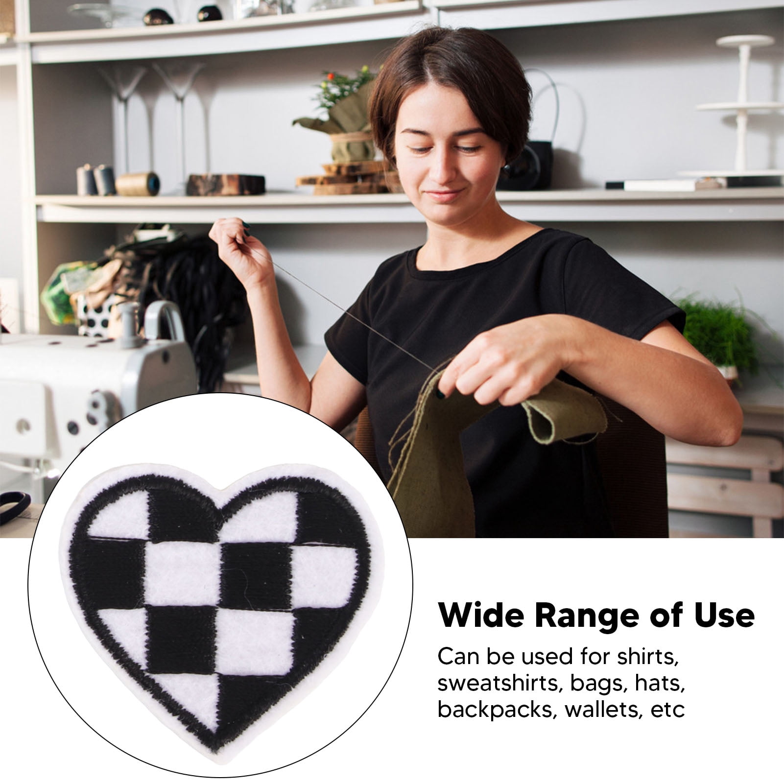 Applique Patches, 100pcs Embroidered Lightweight Cotton Material Fashionable Iron On Heart Shaped Cloth Patches  For Jackets For Decorating