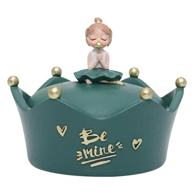 Caja de joyería pequeña, joyero, decoración del hogar, aretes, vitrina de escritorio verde