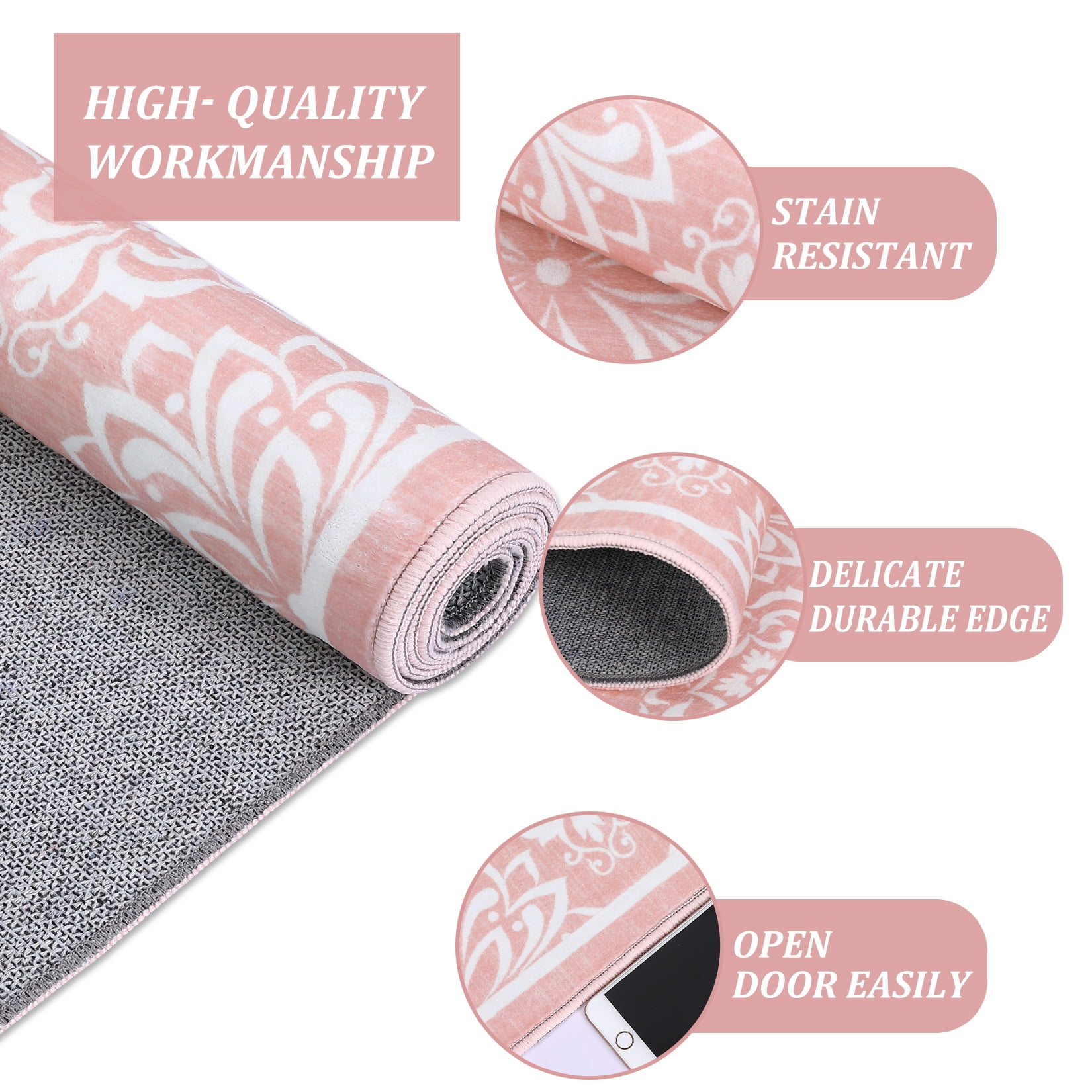 Hasoo 5' x 7' Area Rugs for Living Room Modern Austere European Area Rugs Machine Washable Rugs Bedroom Dining Room Kitchen Carpet Pink