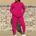 thumbnail image 2 of 2 Piece Sets for Women Solid Color Long Sleeved Pants Set Plus Size Lounge Sets Winter Hot Pink M, 2 of 7