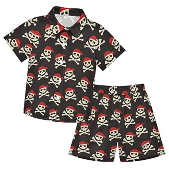 WhouRiu Boys Summer Outfits Short Sleeve Button Down Shirts And Shorts Sets Kids Casual Cute Clothes