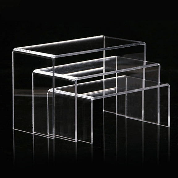 WHAMVOX Transparent Acrylic Display Risers for Shoes and Collectibles U Shaped Shelf Rack 3 Pieces Small Size