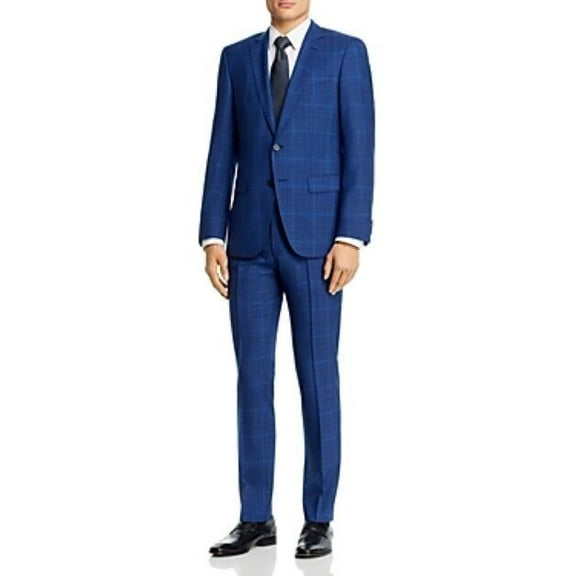 BOSS Huge Genius Wool Blue Tonal Slim Fit Suit Drago Super 160 42S US 52C IT