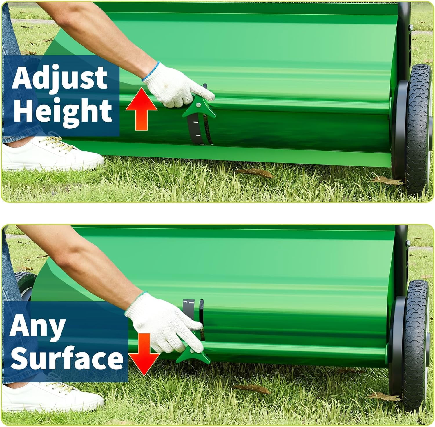 Push Lawn Sweeper,26 in Width Enhanced 4-Brush System, 7 ft Capacity Heavy Duty Steel Frame, Ideal for Yard and Garden Cleanup, Green