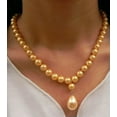 thumbnail image 4 of K-KED Natural 8mm Round South Sea Shell Pearl 12x16mm Drop Pendant Necklace 18" AAA+-Gold, 4 of 9