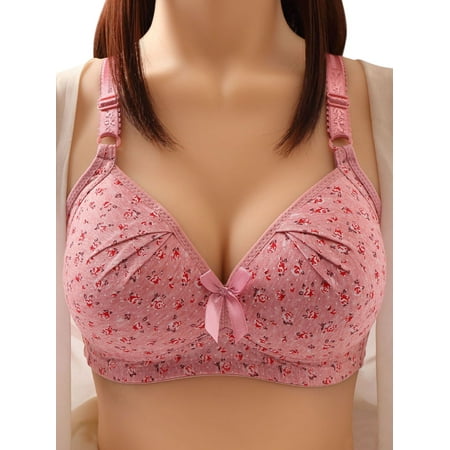 

STARVNC Women Floral Print Adjustable Strap Triple Breasted Full Coverage Bra